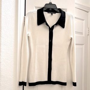 White House Black Market Ribbed Collar Cardigan
